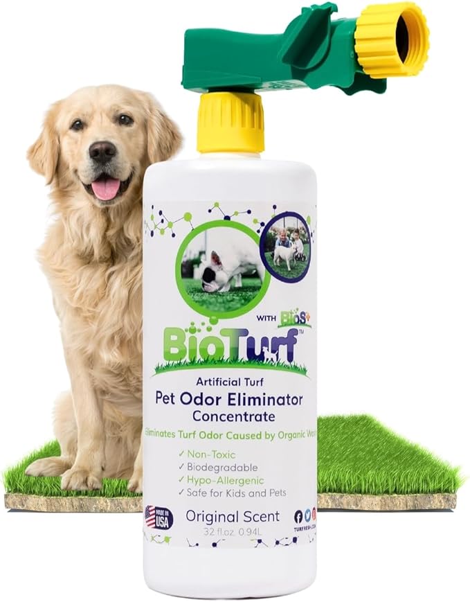 BioTurf BioS+ Artificial Turf Cleaner for Pet Urine Outdoor - Pet Odor Eliminator for Artificial Grass Dog Urine Cleaner - Organic, Non-Toxic - Safe for Use Around Kids, Pets, & Plants, 32oz