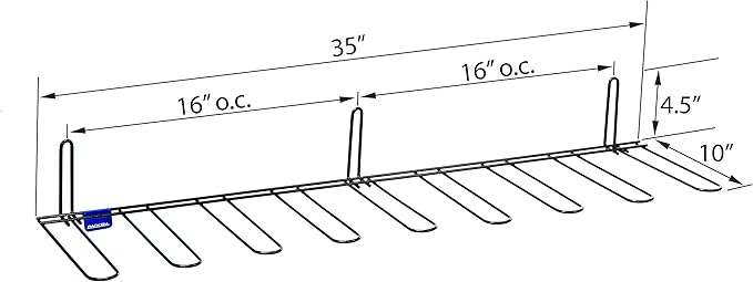 Rack'Em 4 Pair Boot Rack & Wader Hanger , 4.5"H x 35.25"W x 10.5"D