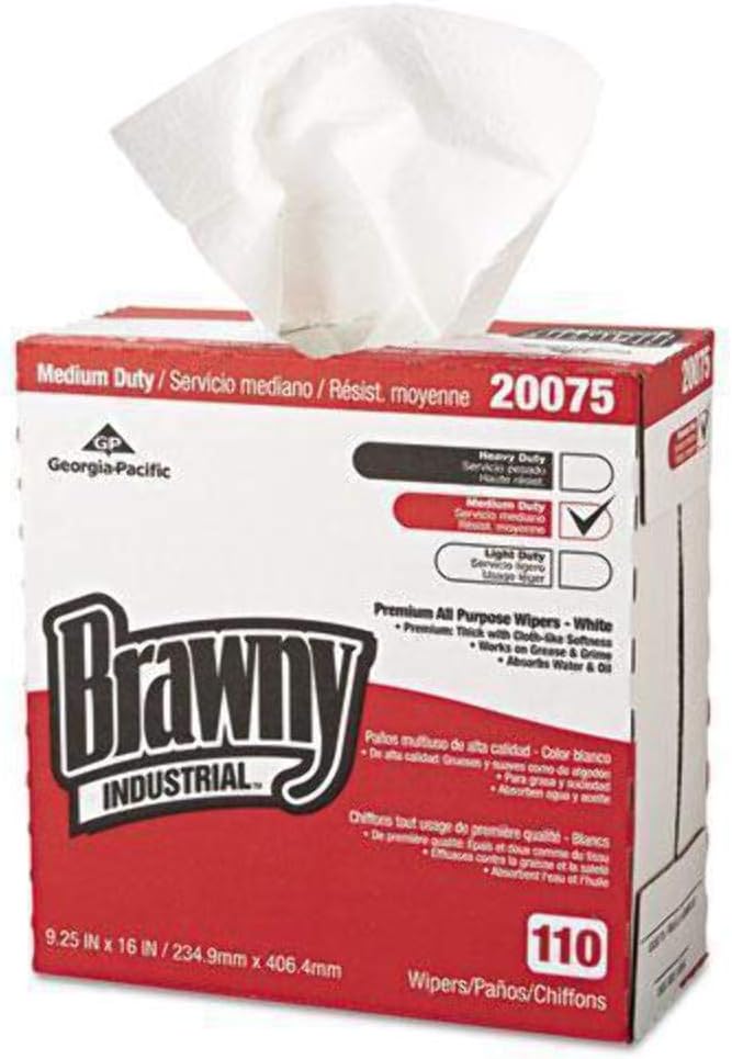 GPC20075 - Brawny Industrial Tall Dispenser All-Purpose Drc Wipers, 9-1/4x16, White, 110/bx