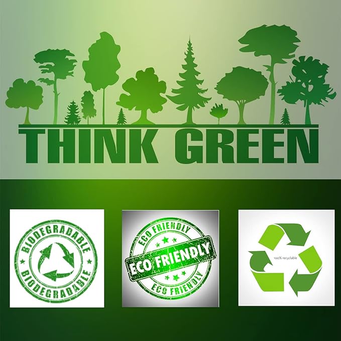 KitchenDine Eco Green Plastic Bags - 100 Count Biodegradable Shopping Bags-Thank You - 22" x 12" Carry Out Bag. (100)