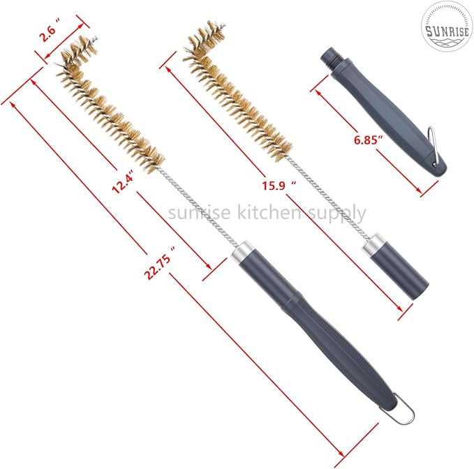 SUNRISE Fryer Brush with Long Handle (Brass with Plastic Handle, L Brush)