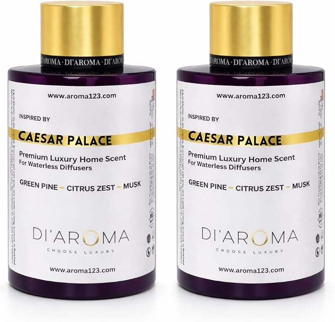 Di’Aroma Caesar Palace Aroma Oil Blend Plastic Purple Bottle 120ml Pack of 2, Resort Collection, Diffuser Aroma Oil Blends, Waterless Diffuser, Made in USA (Pack of Two 120ml, Caesar Palace)
