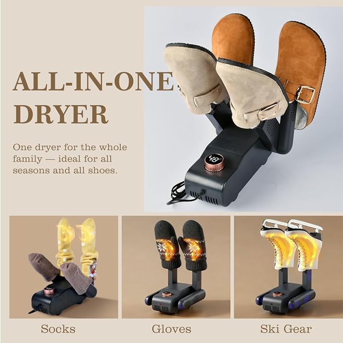 Shoe Dryer with Warm Air, Portable Boot Dryer Deodorizer for Sneakers | Warm air drying for shoes, helps reduce moisture and odor, portable design for home and travel, quiet operation for daily use