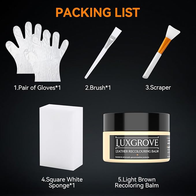 LUXGROVE® Beige Leather Recoloring Balm, Leather Repair kit for Vinyl Furniture, Leathers Dye Paint for Faded & Scratched Leathers Couches, Car Seats, Shoes, Bag, Chair (50ml)