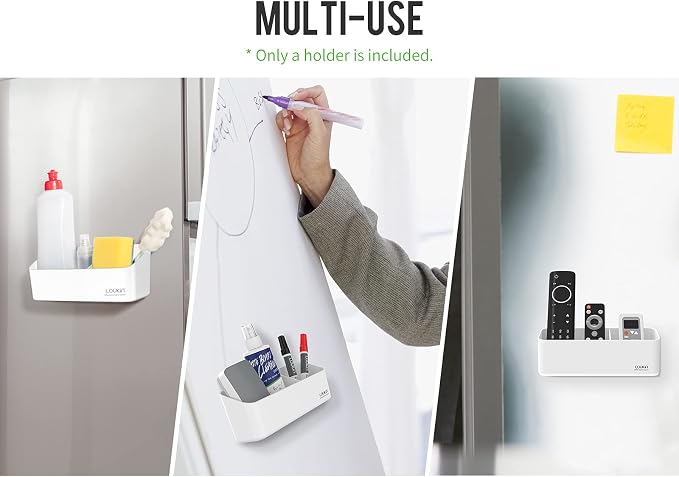 LOUKIN Whiteboard Accessories Bundle | Magnetic Dry Erase Eraser (White) 2 Pack & Non-Toxic Whiteboard Cleaner (3.4 fl oz) 2 Pack & Magnetic and Adhesive Marker Holder (White)