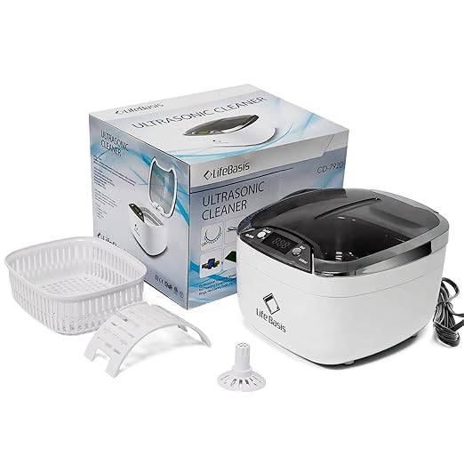 Life Basis Ultrasonic Jewelry Cleaner Ultrasonic Cleaning Machine 850ml (28 Ounces) LCD Screen with 5 Digital Timer Watch Stand CD Holder for Ring Jewelry CD DVD Watches Glasses Makeup Brush