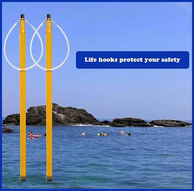 Telescopic Pool Rescue Hook with Pole,4ft-18ft Adjustable Duty Pool Pole,Adjustable Heavy Duty Fiberglass Telescoping Ring,Specialised Emergency Rescue Equipment for Drowning Victims (217IN-Yellow)