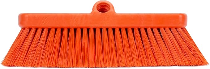 SPARTA 41278EC24 Flo-Thru Plastic Wall Scrub Brush, Equipment Brush With Soft Nylex Bristles For Industrial Kitchens, Hospitals, Commercial Cleaning, 4 Inches, Orange, (Pack of 12)