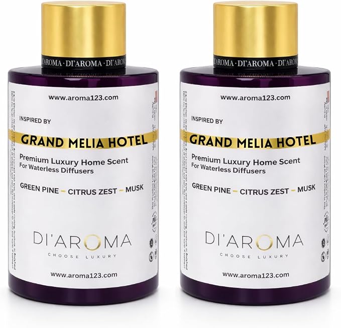 Di’Aroma Grand Melia Hotel Aroma Oil Blend Plastic Purple Bottle 120ml Pack of 2, Resort Collection, Diffuser Aroma Oil Blends, Waterless Diffuser, Made in USA (Pack of Two 120ml)