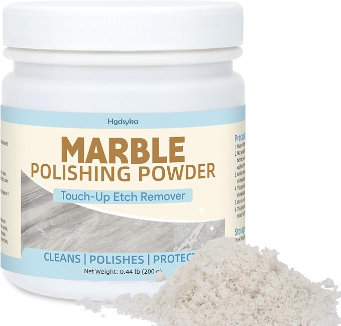 Marble Polishing Powder, Professional Touch-Up Etch Remover, Restore Shine Remove Water Stains Scratches Rings Etches for Marble Stone Granite Quartz Tile Floor Countertop Surfaces Polishing Care