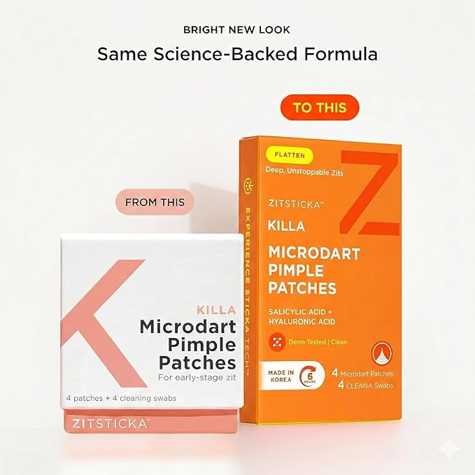 ZitSticka Killa Microdart Pimple Patches for Face - Most Potent Pimple Patch with Fast-Acting Microdarts - For Deep, Early-Stage Zits with Salicylic Acid - Regular 4 Count with Cleaning Swab