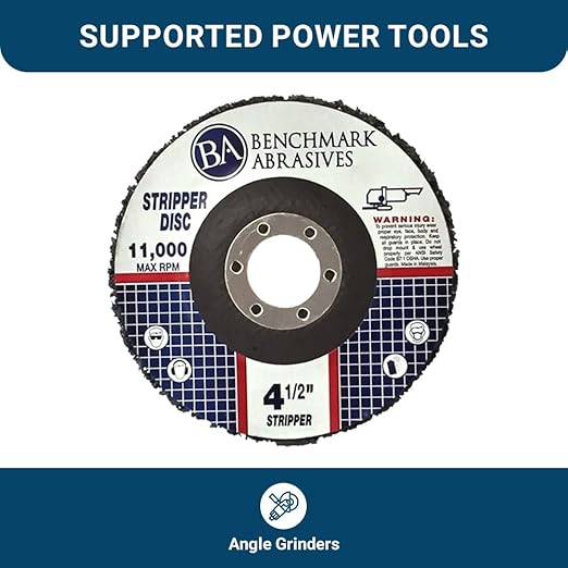 Benchmark Abrasives 4 1/2 Inch Stripping Disc with 7/8" Arbor Angle Grinder Disc Rust Remover for Metal Paint Stripper on Wood, Plastic - Metal Polishing Wheel - Silcone Carbide Strip Disc (10 Pack)
