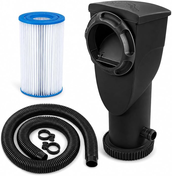 Summer Waves P53FX150K SkimmerPlus 1500 Gallon Above Ground Framed Swimming Pool Water Cleaning Filter Pump System, Black