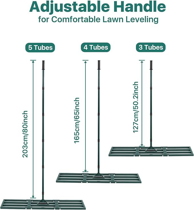 Lawn Leveling Rake 45"x10", Yard Leveling Rake with Wall-Mount Hook, Heavy-Duty Ground Leveler for Soil, Sand, Topsoil, Compost & Fertilizer