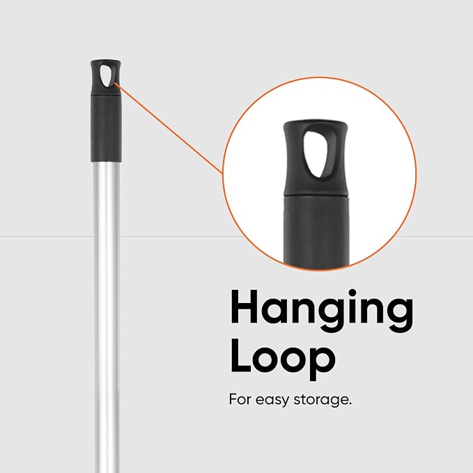 Superio 3 Part Heavy Duty Metal Handle Pole with Hanging Loop for Easy Storage, Mop Replacement Handle, Fits Most Brooms, Mops & Brushes, 48" (3 Pack)