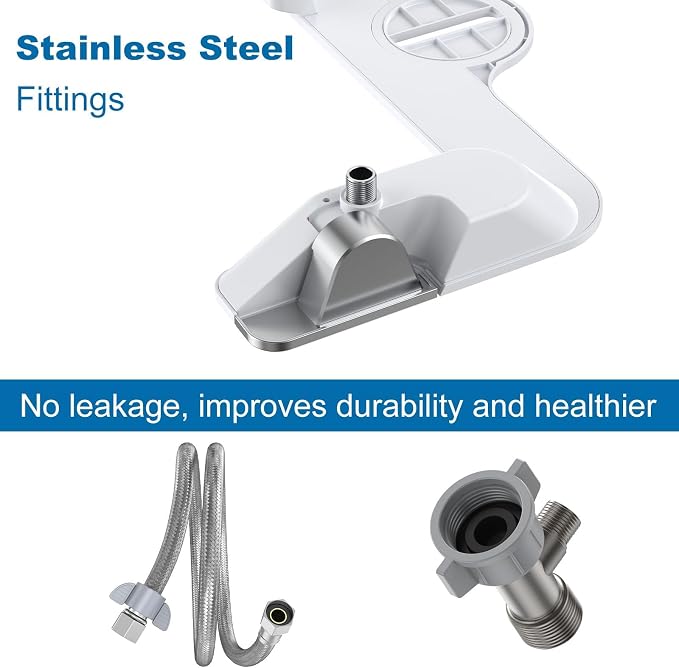 GarveeHome Bidet Attachment for Toilet, Non-Electric Self-Cleaning Dual Nozzle with Feminine and Rear Wash, Cold Water Sprayer with Adjustable Pressure, Easy to Install in Chrome