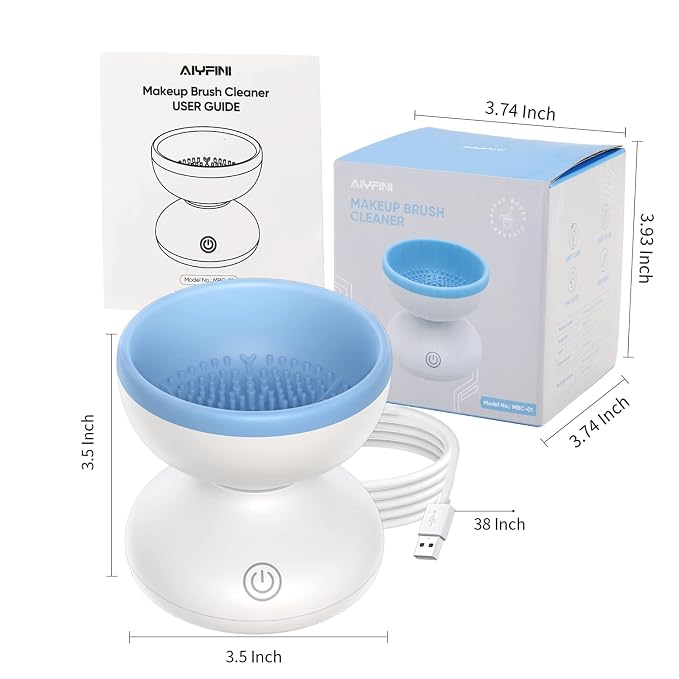 Alyfini Makeup Brush Cleaner Machine - Electric Make up Brushes Cleaner Cleanser Professional Tool for Kabuki Foundation Liquid Powder Face Makeup Self Tanner Brush,Gifts for Women Stocking Stuffers