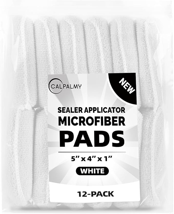 (12-Pack) Professional Microfiber Sealer Applicator Pad – The Perfect Tool to Apply Sealer to All Natural Stone and Tile Like Marble, Granite, Concrete & Slate (White)
