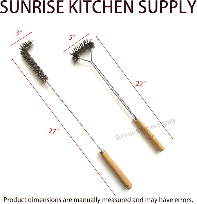 SUNRISE Fryer Brush with Long Handle (Stainless Steel, L and Single Brush)
