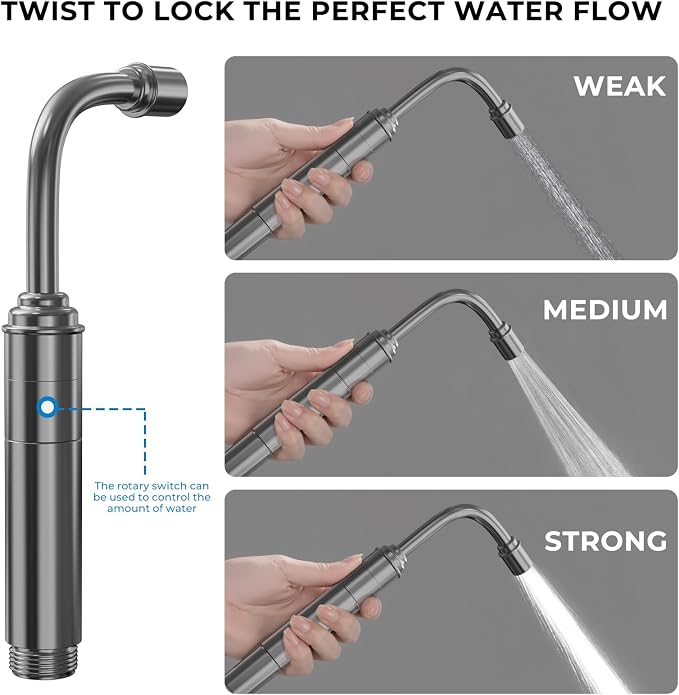 Handheld Toilet Bidet Sprayer for Toilet - Adjustable Flush Angle & Water Pressure for Bathroom Diaper Shower, All Brass Handheld Bidet Sprayer with Superior Complete Spray Hoses Kit (Grey)
