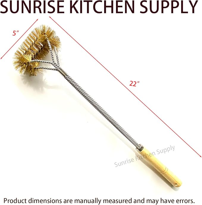 SUNRISE Fryer Brush with Long Handle (Brass, Double Brush)