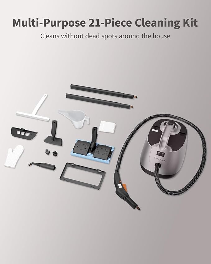 Portable Steam Cleaner, 293°F 58 PSI Powerful Multipurpose Handheld Steam Mop, 21 Attachments, 50Oz Capacity, Heavy Duty Steamer for Carpets, Floors, Cars, Tiles, Crack Cleaning, Turquoise