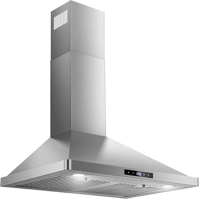 Wall Mount Kitchen Hood 30 inch, Ducted/Ductless Range Hood with Delayed Shutdown Function, 700CFM, 3 Speed Fan, Energy-saving LED Lights, Soft Touch Control, Stainless Steel Grease Filters