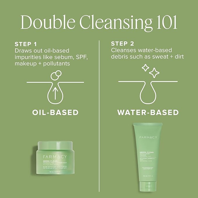Farmacy Sensitive Skin Makeup Remover Cleansing Balm - Green Clean Waterproof Makeup Remover Balm + Oil Cleanser for Face - Melts Make Up + SPF - Hydrates + Softens Skin - Fragrance-Free (30ml)