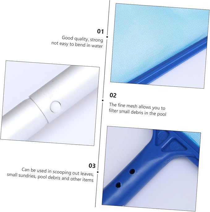 LIOOBO 1set Pool Cleaning Net Telescopic Aluminum Rod Fine Mesh for Leaf and Debris Removal for Swimming Pools and Spas Easy to Use