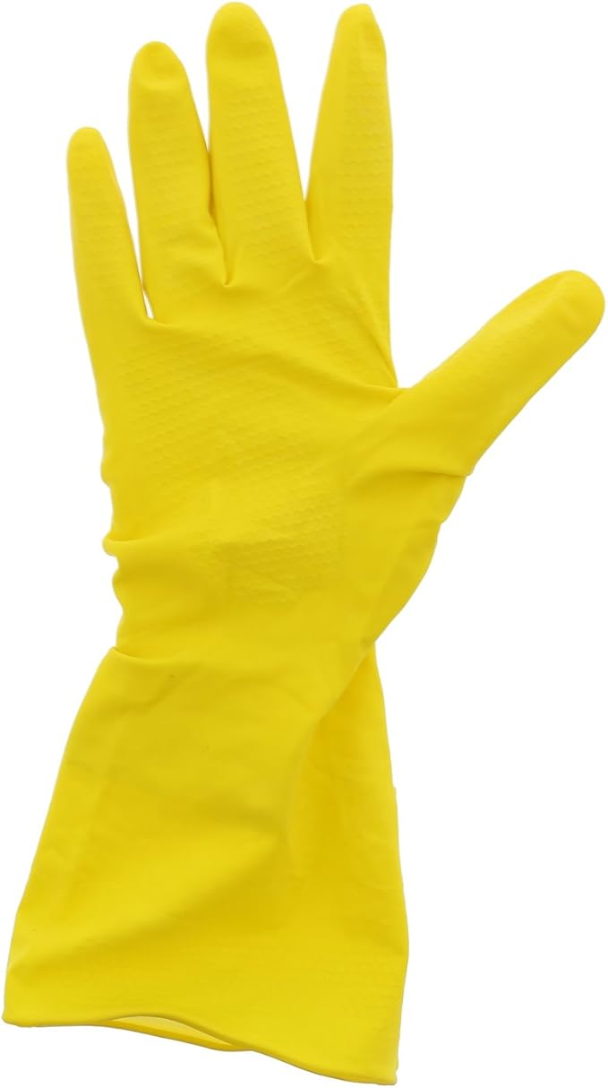 AmerCare Neptune Yellow Household Latex Rubber Gloves for Dishwashing and Cleaning, Medium, Case of 120 Pairs