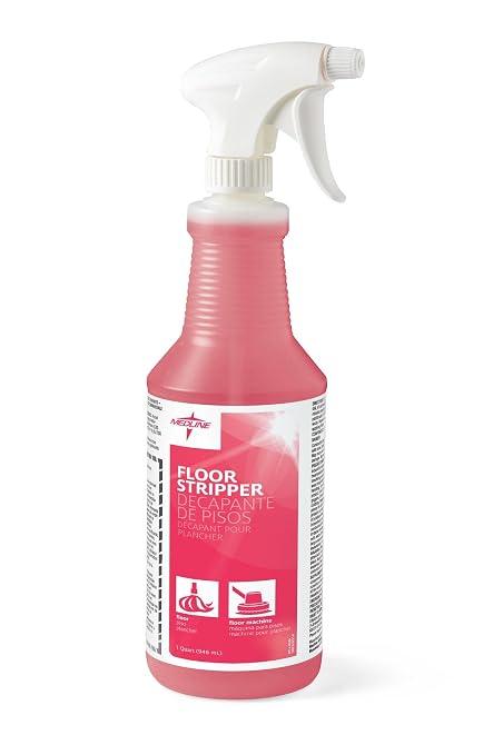 Medline Heavy Duty Floor Stripper, Professional Strength for Deep Cleaning and Residue Removal, 32 oz., Pack of 6