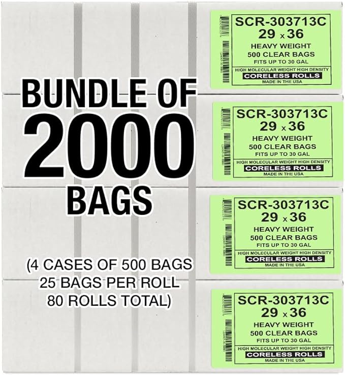 Aluf Plastics 20-30 Gallon Trash Bags Source Reduction Series Value High Density 13 Micron Gauge - Intended for Home, Office, Bathroom, Paper, Styrofoam (Pack of 2000)