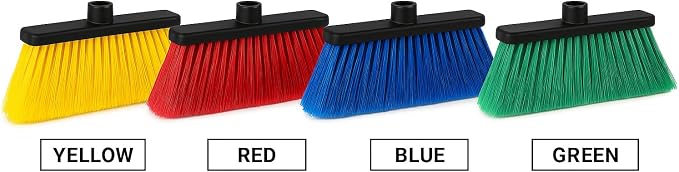Broom Head Set – 2 Pack (Red & Yellow) Soft Bristles for Indoor Outdoor Cleaning, Universal Threaded Socket, Heavy-Duty Replacement Heads