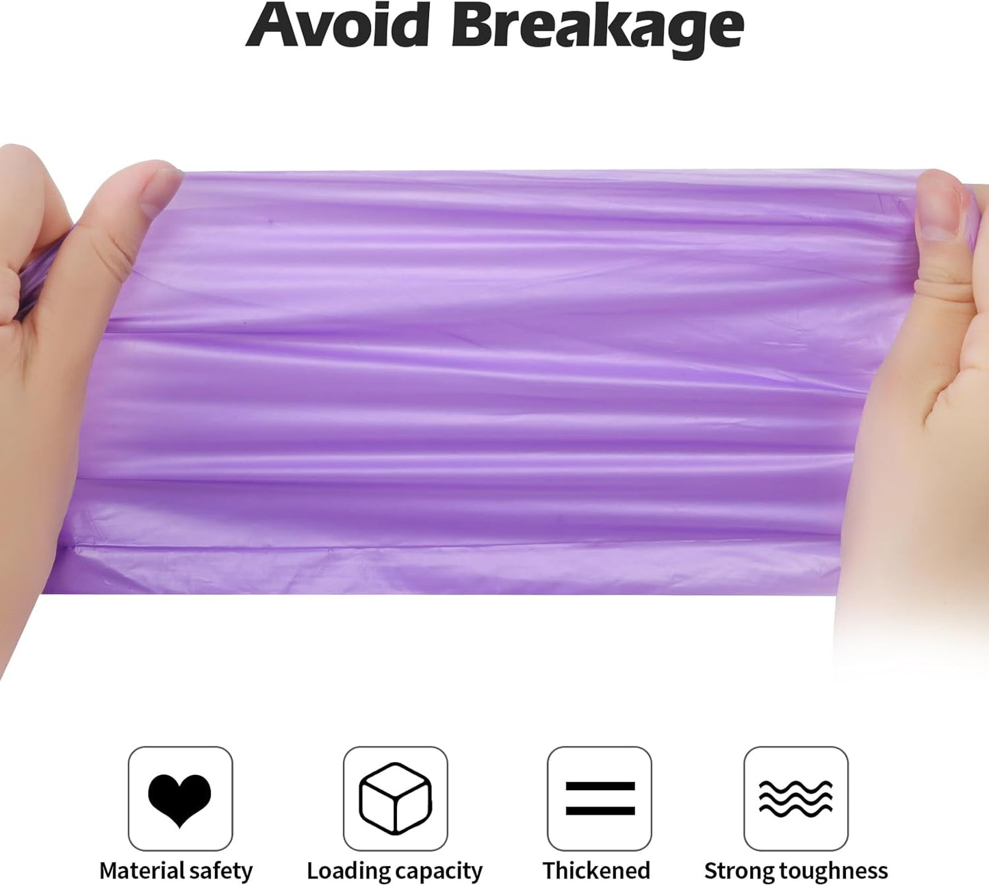 2-4 Gallon Portable Trash Bags,60 Counts Thicken portable Small Garbage Bags for Office, Kitchen,Bedroom Trash Can,Strong Trash Bags(Purple)