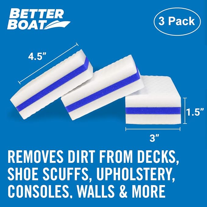 Boat Erasers by Better Boat - Cleaning Sponge for Scuff Marks & Grime, Marine Accessories & Gifts, Safe on Fiberglass Vinyl Gelcoat Deck Hull