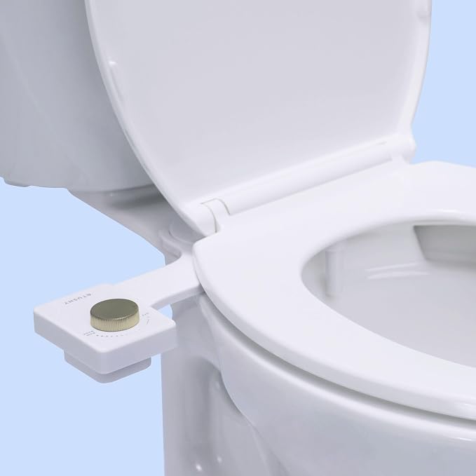 TUSHY Fresh Ultra-Slim Starter Bidet Attachment for Toilet | Non-Electric, Adjustable Water Pressure, Cool Water Rear Wash, Self-Cleaning | Elongated & Round Toilets, 10 Min Install, Matte Brass