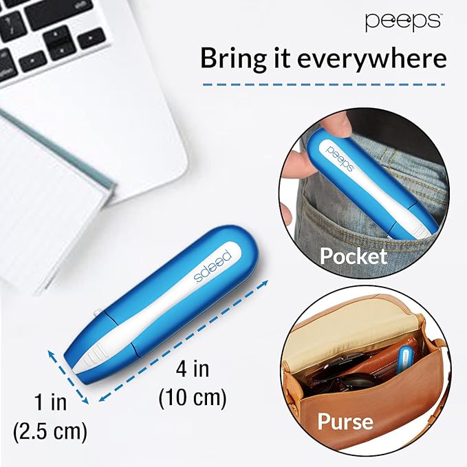 Peeps Glasses Cleaner - for Eyeglasses, Reading Glasses, and More - Lens Cleaner with Carbon Microfiber Tech-Soft Touch Blue-1 Count (Pack of 1)