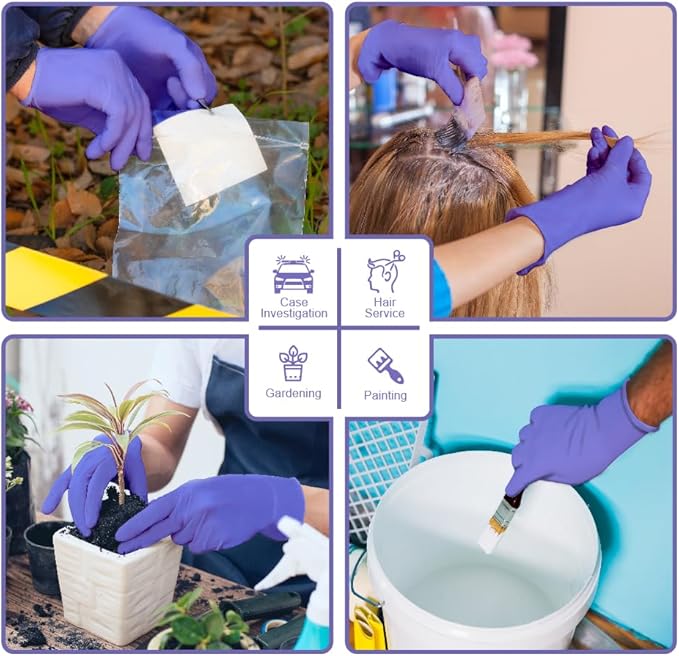 Safe Health Nitrile Disposable Gloves, 3.5 Mil, Imperial Blue, Powder Free, Latex Free, Tattoo, Beauty, Salon, Car