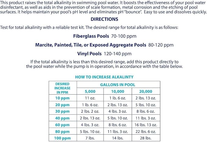 Robelle 25-Pounds Premium Alkalinity Up for Pools, Alkalinity Increaser for Swimming Pools, 100% Sodium Bicarbonate, Made in USA