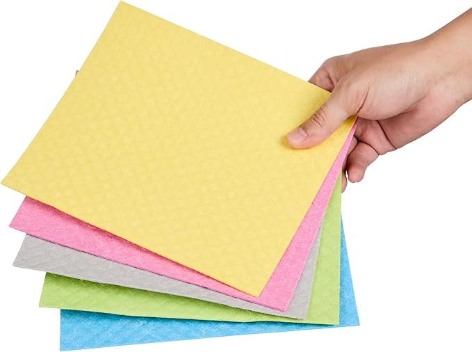 Restaurantware Swedish Dishcloths Pack of 200 Cellulose Reusable Absorbent Assorted Kitchen Towels, Washable Quick-Dry Dish Towels, Sustainable Cleaning Cloths Super-Absorbent Biodegradable Odorless