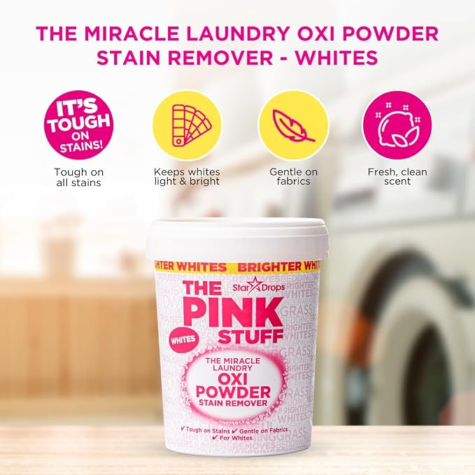 Stardrops - The Pink Stuff - The Miracle Laundry Stain Removing Kit - Oxi Powder Whites - Oxi Colors - Oxi Stain Spray (1 White's Powder, 1 Color's Powder, 1 Stain Remover), 3 Piece Set (PSLWCS)