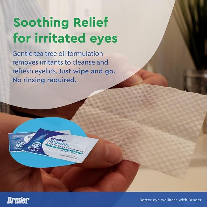 Hygienic Eyelid Cleansing Wipes with Tea Tree Oil 30 Count Box (Pack of 3) l Relief from Demodex l Pre-Moistened, Rinse-Free Exfoliating Wipes Remove Excess Oil and Debris from Eyelids