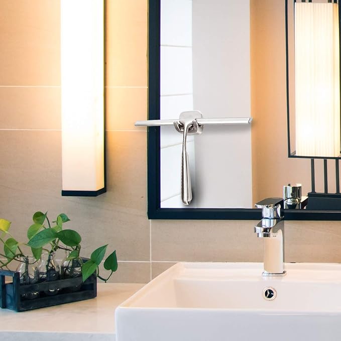 Ettori Shower Mirror Fogless for Shaving and Shower Squeegee for Glass Doors
