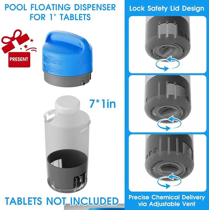 TidyMister All in One Pool Cleaning Kit - 18'' Repairable Pool Nylon Net & 18'' Detachable Round Brush & 11'' Fine Mesh Skimmer Net & Pool Chlorine Floater & Handy Scrubber for Water Line Cleaning