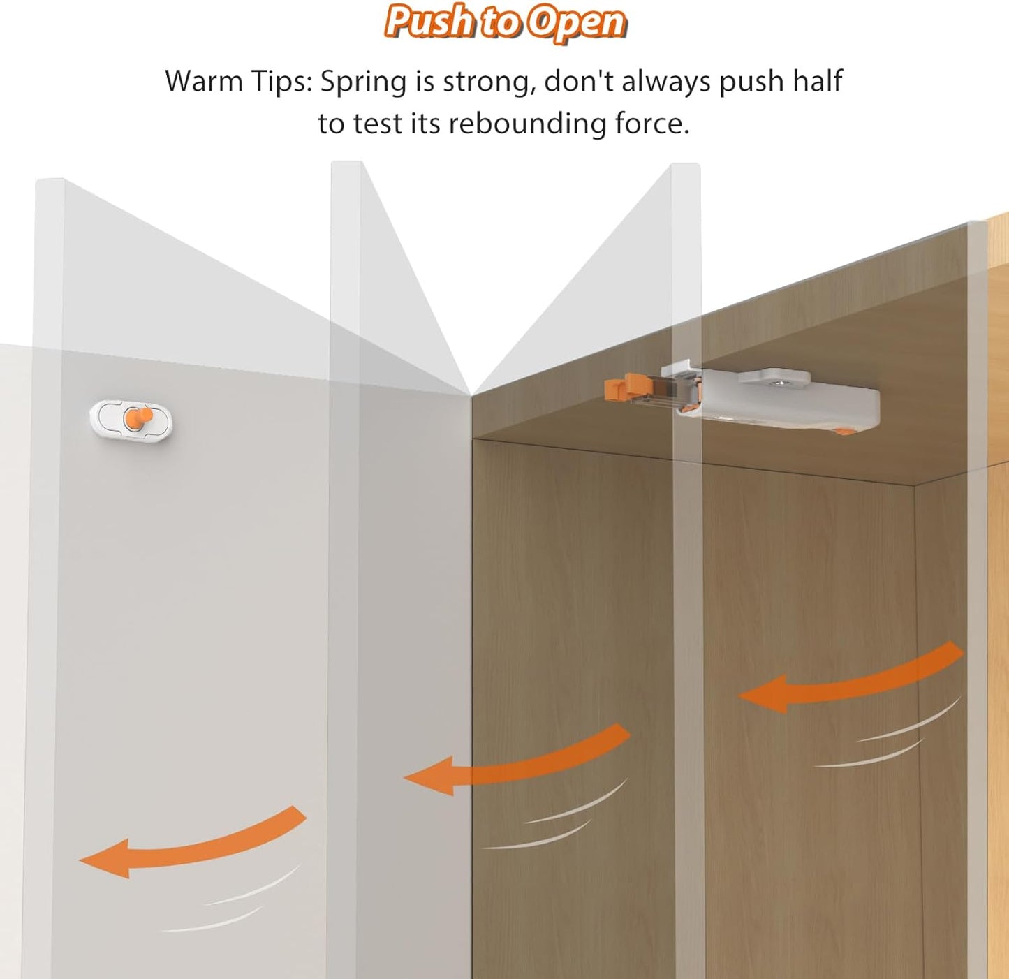 Jiayi Push to Open Door Catches Heavy Duty 2 Pack Push Opener Door Latch for Cupboard White Touch Open Latches for Closet Closing Wardrobe Closure Spring Push Latch