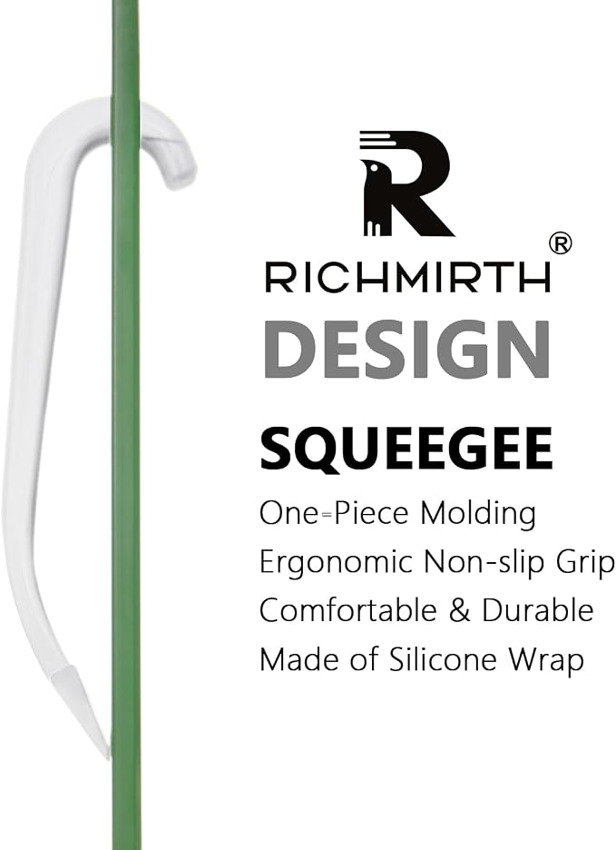 Hower Squeegee for Glass Doors – 10" Silicone Squeegee with Built-in Hook, One-Piece Seamless Design, Streak-Free & No-Scratch Window Cleaner for Bathroom, Mirrors & Tiles White