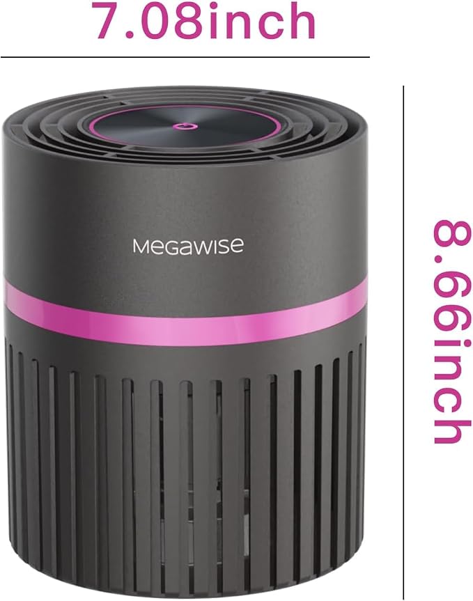 MEGAWISE HEPA Air Purifier for Home & Office, Compact Design with 1 Replacement Filter, Quiet Operation, Suitable for Daily Air Refreshing (Grey)