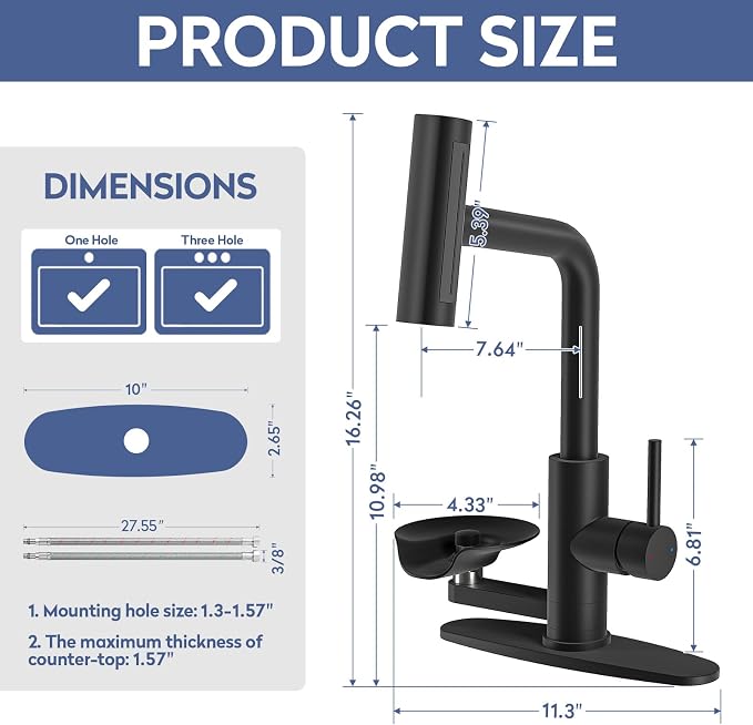 SINGSUO Pull Down Kitchen Faucet with Glass Rinser, 4 Spray Modes Kitchen Faucets with Pull Out Sprayer & Cup Washer, High Pressure Single Handle Bar Sink Faucet 1 or 3 Hole