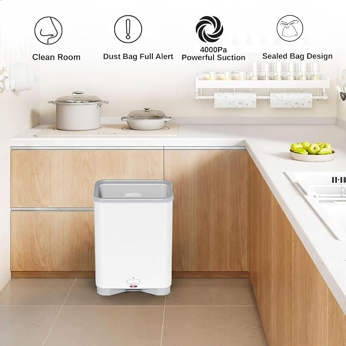 Touchless Vacuum Automatic Dustpan with 2 Operation Modes - Ultra Fast & Powerful Corded Canister Pet Vacuum Electric Dustpan for Sweeping Pet Hair, Salon, Food Crumbs & Dirt