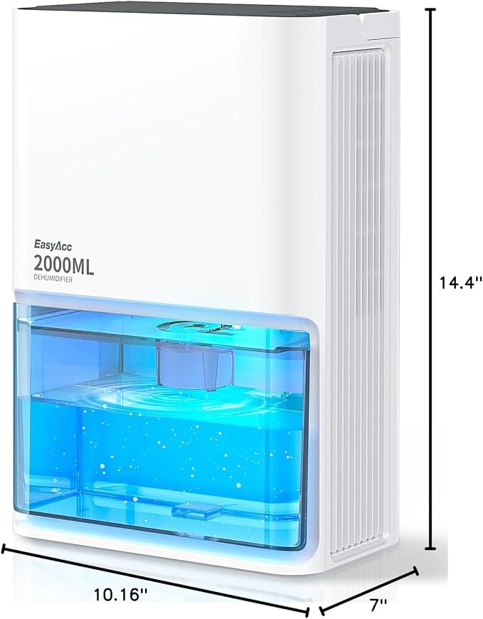 EasyAcc Small Dehumidifier for Bathroom, 68OZ 500Sq.Ft Quiet Dehumidifiers for Home with Auto Defrost, Auto Shut Off, Dual-Semiconductor Mini Dehumidifiers for Bedroom Home RV Room 7 Color Light